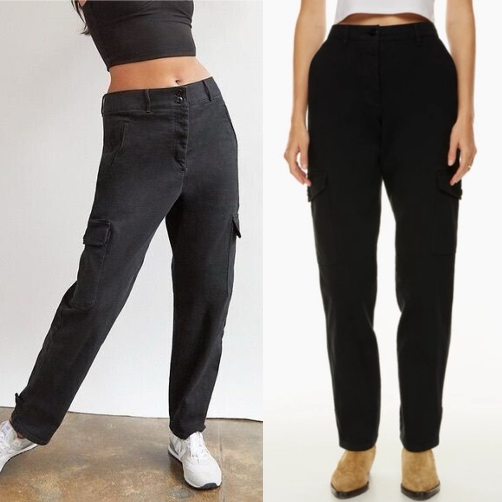 Aritzia Wilfred Free Modern Cargo Pants Black Womens Size 14 Twill Style 99003